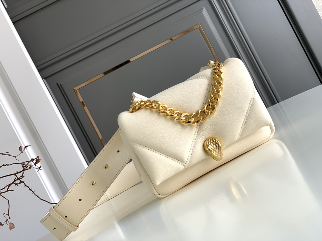 Bvlgari Serpenti Cabochon Crossbody Mini Bag White